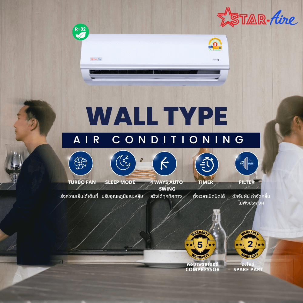 แอร์ผนัง สตาร์แอร์ รุ่น CM-095FIV/DM-095FIV 9,500 บีทียู อินเวอร์เตอร์_4